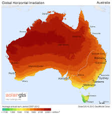 average daily solar sun hour insolation map chart for australia