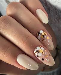 Pin By Adriana Panait On Unghii Gel Confetti Nails Beige Nails Beige Nails Design