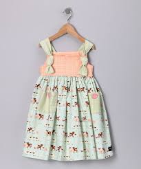 Light Blue Farm Animal Knot Dress Toddler Girls Roupas Criancas