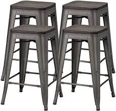 Having a kitchen island counter makes your otherwise boring kitchen look like something from a movie set. Amazon Com Topeakmart 24 Inches Counter Height Barstools W Wood Seat Set Of 4 Metal Counter Stool Kitchen Island Pub Dining Bar Chairs Rustic 331lb Black Home Kitchen