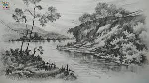 Learn Drawing And Shading A Landscape Art With Pencil Pencil Art Pencil Sketching Youtube Landscape Drawings Landscape Sketch Pencil Sketches Landscape