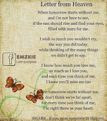 From the original poem written by alena thank you. Letters From Heaven Quotes Quotesgram
