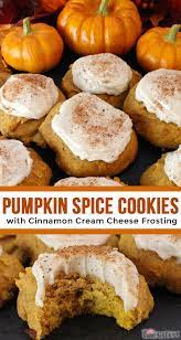 Pumpkin Cookies With Cinnamon Cream Cheese Frosting Recipe Pumpkin Spice Recipe Spice Cookie Recipes Pumpkin Spice Cookies