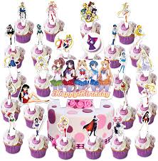 Baby shower dessert cupcake topper glitter sushi theme decorations boys girls happy birthday japanese party decor supplies. Buy 25pcs Anime Sailor Moon Cake Topper Happy Birthday Party Supplies Baby Shower Cupcake Decorations For Girls Online In Turkey B08lvdypf9