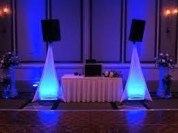 Dress Up Speaker Stands With Scrims And Backlight With Favorite Led Lighting Scrims Can Be Bought Or Made Chea Dj Equipment For Sale Wedding Dj Booth Dj Table