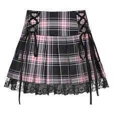 Lined split tennis mini skirt. Best Quality Mall Goth Lolita Mini Tutu Skirt Woman Lace Up Ruffles Pink Plaid Pleate Emo Punk Skirts Dark Academia Aesthetic Grunge Clothes 210311 At Cheap Price Online Skirts Dhgate Com