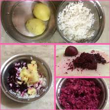 In a pan or pressure cooker, boil both the beetroot and potatoes together with some salt and enough water for 7 to 8 whistles on medium flame. Expressunleashed November 2017