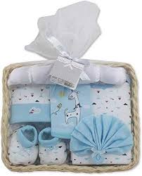 Find unique gifts made especially for him and his proud new parents! Lilsoft Baby Newborn Boys 7 Pieces Blue Gift Basket Amazon In Baby Baby Shower Gift Basket Baby Gift Sets Baby Girl Outfits Newborn