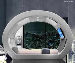 Sleeping In The Round The Eclipse Bed With Leather Lights Tv Futuristic Bedroom Bedroom Design Inspiration Futuristic Bed