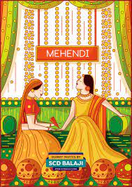 Latest fashion of mehndi dresses 2020. Contemporary Indian Wedding Suite 2 Mehendi Invite Illustrat Indian Wedding Invitation Cards Indian Wedding Invitation Card Design Indian Wedding Invitations