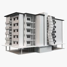 Apartment Building 18 3d Model In 2020 Apartment Building 3d Model Building
