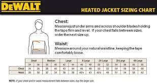 Dewalt Heated Jacket Sizing Chart Heated Jacket Tools