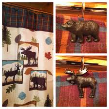 Black Bear Shower Curtain Hooks Bear Moose Shower Curtain And Hooks Hilltophideawaycabin Wildlife Shower Curtains Animal Shower Curtain Lake Cabin Decor