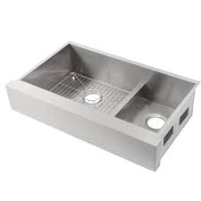 Find the best stainless steel undermount kitchen bathroom sinks at the lowest price from top brands like kohler, elkay, american standard & more. Kohler Vault Farmhouse Apron Front Smart Divide Undermount Stainless Steel 36 In Double Bowl Kitchen Sink Kit With Basin Rack K 3945 Na The Home Depot Single Bowl Kitchen Sink Double Bowl Kitchen