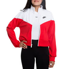 nike nsw crop heritage track jacket university red white