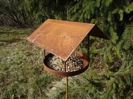 Gartenstecker Vogelfutterhaus Aus Metall Rost Futter Vogel Winter Futterhaus Bird Home Recipes Bird Food