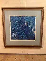 東山魁夷 「青い峡」 木版画 生前作品 落款・エディション・作品証明シール有り