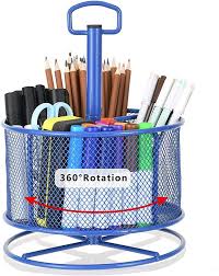 Amazon Com Marbrasse Mesh Desk Organizer 360 Degree Rotating Multi Functional Pen Holder 4 Comp In 2020 Art Supplies Storage Stationary Organization Desk Organization