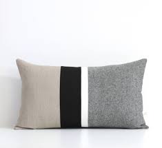 Black And White Striped Lumbar Pillow Black And White Chambray Striped Lumbar Pillow 12x20 Modern Home Decor By Jillianrenedecor Custom Colors Available Black And White Linen Pillows Lumbar Pillow Natural Linen