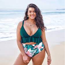 Mimi Plus Size Two Piece Swimsuit Ruffle Top Bikini Floral Etsy In 2021 Plus Size Bikini Bikinis High Waisted Bikini