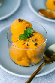 Mango Passion Fruit Sorbet Recipe Vegan Le Petit Eats Recipe Fruit Sorbet Recipe Sorbet Recipes Recipes