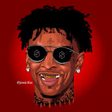 21 Savage Speedart Rapper Art Hip Hop Art Cartoon Head