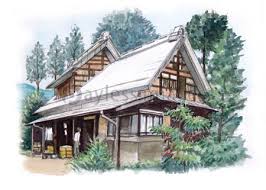 古民家の写真 イラスト素材 gf2200656696 ペイレスイメージズ 風景スケッチ 水彩風景画 水彩画 風景