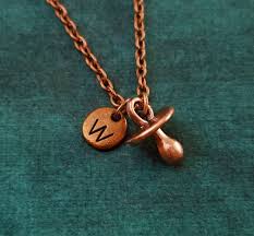 Pacifier Necklace Very Small Baby Pacifier Charm Necklace Copper Pendant Bracelet Baby Shower Neckla Baby Necklace Pendants New Baby Products
