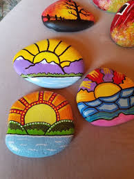 Sun Theme Painted Rocks Rock Painting Ideas Easy Painted Rocks Craft Rock Crafts