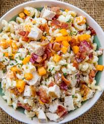 Chicken bacon ranch pasta salad. Chicken Bacon Ranch Pasta Salad Dinner Then Dessert