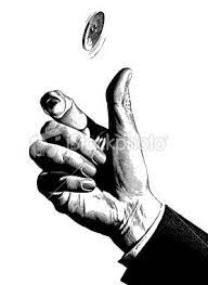 Hand Flipping Coin Skull Tattoo Design Coins Coin Toss
