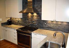 For example, if you are using a predominantly dark stone countertop and a very light natural stone tile, then that can be successful. 19 Stacked Stone Backsplashes For For Kitchens