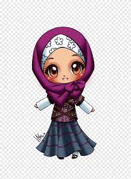 female wearing hijab sticker chibi islam drawing muslim cartoon muslim purple child png pngegg female wearing hijab sticker chibi