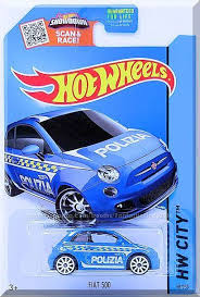 Hot Wheels Black And Blue Blue W Black Interior Smoke Windows Polizia On Doors And Hood White Stripes On Sides Hood And Roof Yellow Checkers On Sides Fiat 500 Hot Wheels Fiat