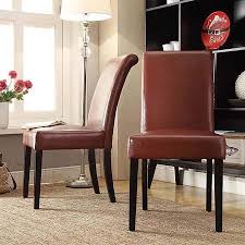 Lexington Faux Leather Cushioned Parson Chairs Black Legs Set Of 2 Wine Red Walmart Com Leather Dining Chairs Faux Leather Dining Chairs Dining Chairs