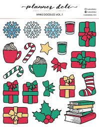 Free Xmas Doodles Printable Stickers Planner Deli Free Planner Stickers Printable Planner Stickers Christmas Planner Stickers