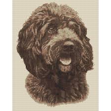 It is a black and white symbol pattern. Cockapoo Dark Sepia Cross Stitch Kit Elite Designs