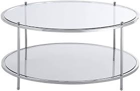 Not only can poufs easily add color and interest to the space, they also offer extra seating for guests. Convenience Concepts Royal Crest 2 Tier Round Glass Coffee Table Clear Glass Chrome Frame Round Glass Coffee Table Coffee Table Glass Coffee Table