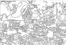 La schtroumpfette, le schtroumpf costaud, le schtroumpf à lunettes et le schtroumpf maladroit ont filé en douce pour suivre une carte vers un mystérieux village. Smurf Village Coloring Pages Coloriage Schtroumpf Coloriage Jeux Coloriage