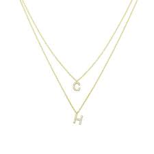 Custom Double Or Triple Layered Initial Necklace Rainbow Crystals With Gold Finish Double Initial Initial Necklace Initial Necklace Silver Initials