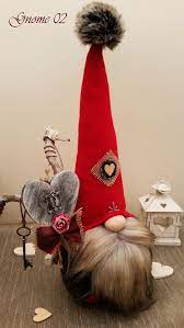 Valentine Gnomes Large Red Grey And Unique Etsy Valentine Valentine Crafts Gnomes Crafts