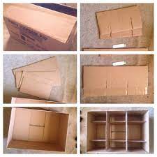 Making A Storage Box With Dividers Using Just A Cardboard Box And Box Cutter No Glue Definitely Using This Diy Shoe Storage Diy Cardboard Cardboard Storage