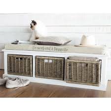 Banc De Rangement Blanc Et Coussin Couleur Lin L 130 Cm Maisons Du Monde Banc De Rangement Banc En Bois Avec Rangement Rangement Maison