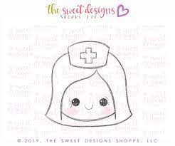 Nurse Face Straight Hair Cutter Nurse Drawing Paper Piecing Scrapbooking Doodle People