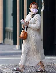 Knitted sweater sophie made of italian wool. Hilary Duff Looks Cozy In A Cable Knit Sweater Dress As She Steps Out In New York City Daily Mail Online
