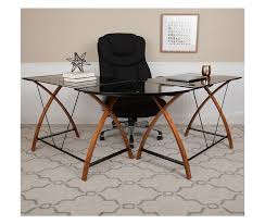 Desk, computer desk, office desk, home office desk, home office furniture, corner desk, writing desk, desk with hutch, desk with. Black Glass L Shape Corner Computer Desk With Pull Out Keyboard Tray