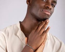 Men Chain Bracelet Round Box Oxidized Silver 925