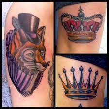 Fox And Crowns Tattooed By Jillian Karosa At Damask Tattoo In Seattle Wa Fox Tattoo Crown Tattoo King Tattoo Quee Damask Tattoo Queen Tattoo King Tattoos