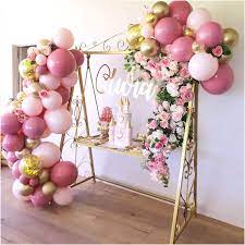 Black, white and gold balloon garland with circular backdrop. Amazon Com 136pcs Pink And Gold Confetti Balloons Balloon Garland Arch Kit Pink And Gold Balloons For Parties Birthday Wedding Party Balloons Decorations Baby Shower Decorations For Girl Boy Toys Games