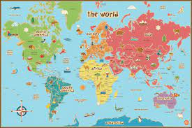 free printable world map maps for kids kids world map